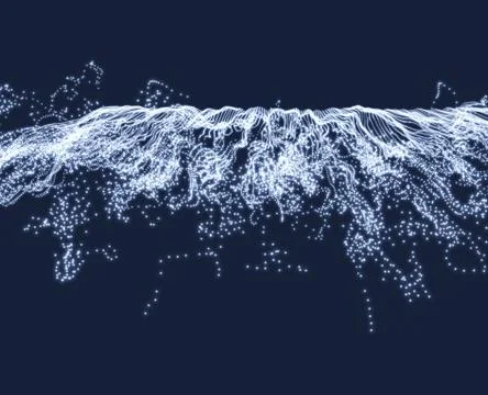 Wave Background. Ripple Grid. Network Design with Particle. Stock Illustration