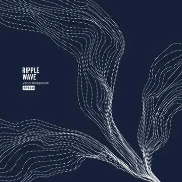 Wave Background. Ripple Grid. Random Rippled Monochrome Curved Vector Shape Stock Illustration