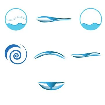 Wave Beach Logo Icon Set Stock Illustration