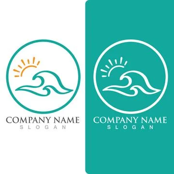 Wave beach logo ocean vector template Stock Illustration