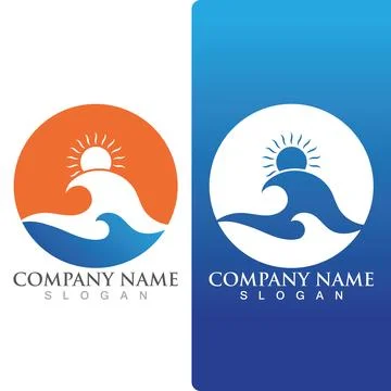 Wave beach logo ocean vector template Illustrazione stock