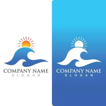 Wave beach logo ocean vector template Stockillustratie