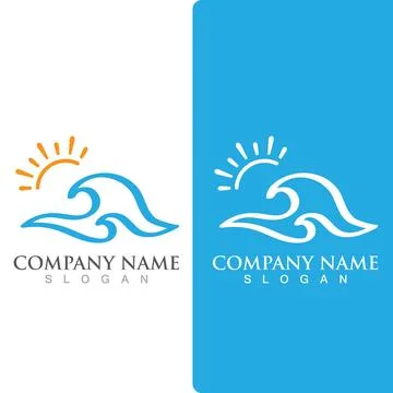 Wave beach logo ocean vector template Stockillustratie