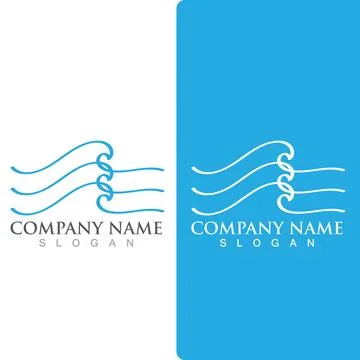 Wave beach logo ocean vector template Illustrazione stock
