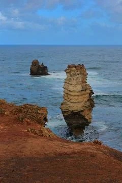 Wave beaten stacks-islets-pillars, Bay of Islands Coastal Park. Peterborough-AUS Stock Photos