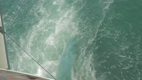 Wave behind the boat Stock Footage 76037172