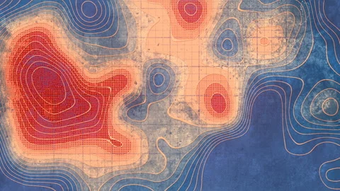 Wave bends colored flowing pattern on old surface. Topography map loop animation Stock Footage 165201867
