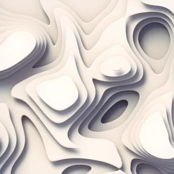 Wave bends white flowing surface. 3d render topography map geometric pattern Stockillustratie