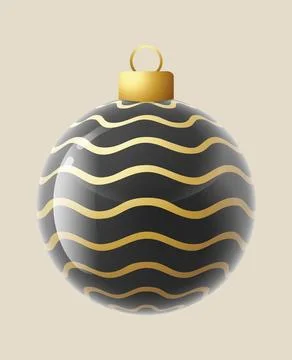 Wave black glass ornament vector bauble for stylish Christmas and New Year .. Stock Illustration