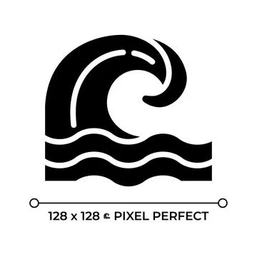 Wave black glyph icon 스톡 일러스트