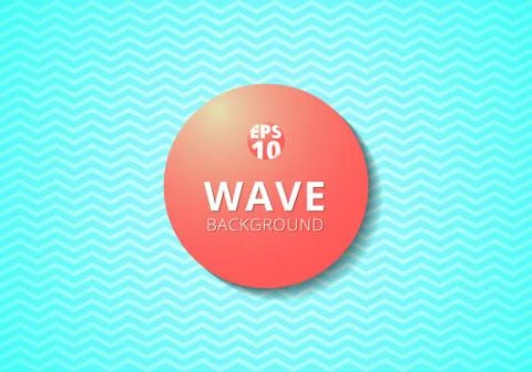 Wave blue lines pattern background and Red 3D label circle. Stock Illustration