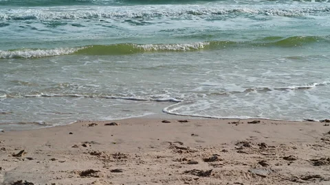 Wave with blue ocean beach. Video stock 147659635