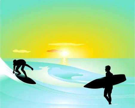 Wave-board, surf ride Stock Illustration