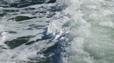 Wave from the boat at daytime Video stock 49680189
