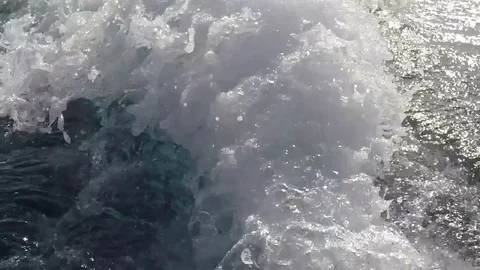 Wave boat engines in slow motion Video stock 79160677