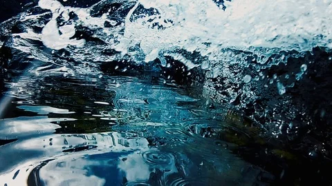 Wave break crash close up POV current wave power barrage, tidal and Stock Footage 112972158