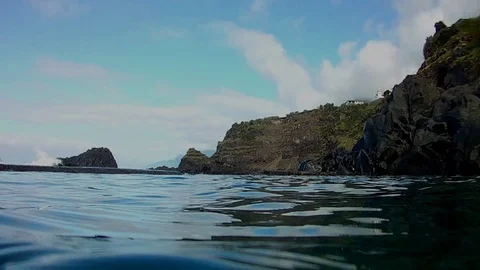 Wave break crash close up POV current wave power barrage, tidal and Stock Footage 113862062
