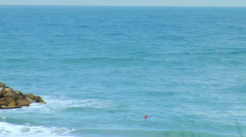 Wave Breaker on beach Tel Aviv Stock Footage 25182303