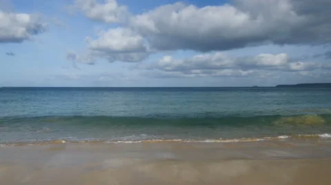 Wave breaking on beach up to camera, slow motion Video stock 58037544
