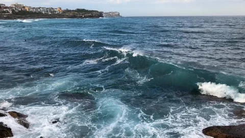 Wave breaking at Bronte Beach Stock Footage 89705492