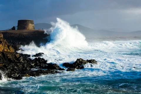 Wave breaking on the coast Stock Photos