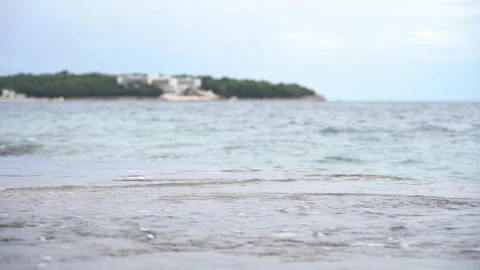 Wave Breaking on Rocky Beach at cloudy day in Pula. Croatia Stock Footage 161062300