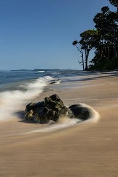 Wave breaking at Sitapur beach on Neil island, Andaman islands Stock Photos