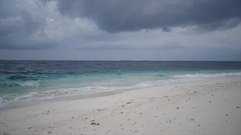 A wave breaking on a white sand beach Stock Footage 146971941