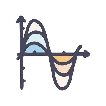 Wave chart color vector doodle simple icon Stock Illustration