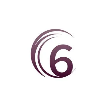 Wave circle number 6 logo icon design イラスト素材
