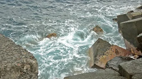 Wave in the cliff Stock Footage 10710714