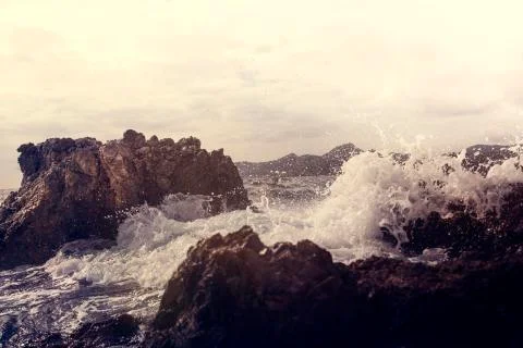 Wave on the coast of Mallorca Stock Photos