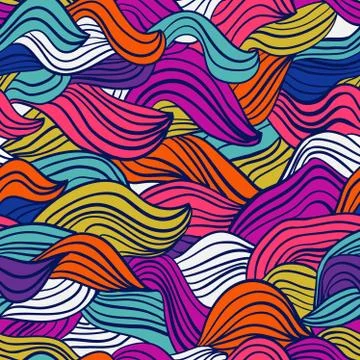 Wave colored seamless  texture. Hand-drawn pattern. Stock-Illustration