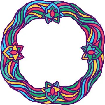 Wave colorful simple flowers frame. Vector illustration. Stock Illustration