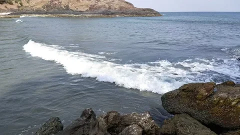 Wave coming on coast  ocean Stock Footage 154024201