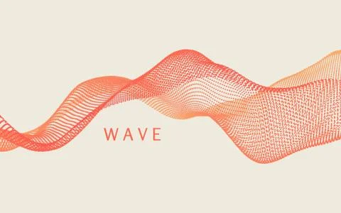 Wave with connected dots. Abstract digital background with particles. 3D grid Stock Illustration
