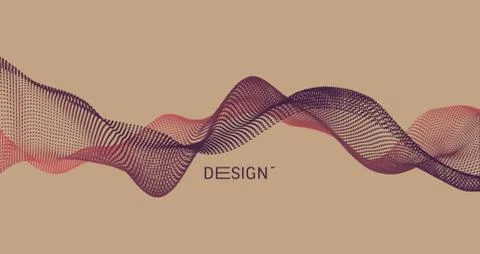 Wave with connected dots. Abstract digital background with particles. 3D grid Stock Illustration
