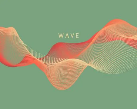 Wave with connected dots. Abstract digital background with particles. 3D grid Stock Illustration