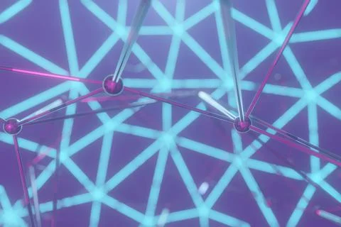 Wave with connecting dots and lines. Futuristic blue dots background with a d Illustration