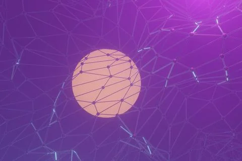 Wave with connecting dots and lines. Futuristic blue dots background with a d Stock Illustration