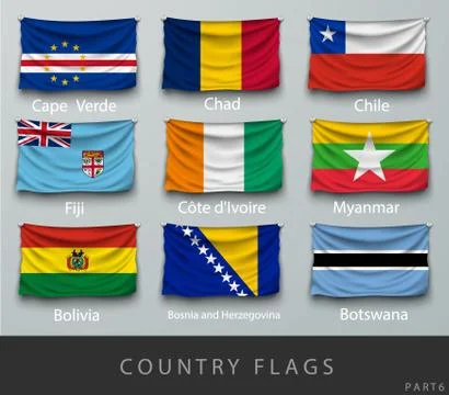 Wave country flag with shadows and screws Stock Illustration