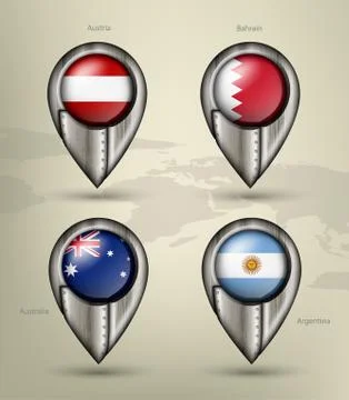 Wave country flag with shadows Stock Illustration