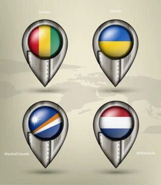 Wave country flag with shadows Stock Illustration