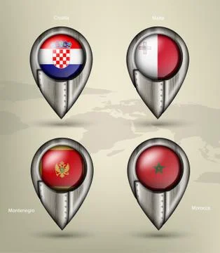 Wave country flag with shadows Stock Illustration