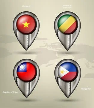 Wave country flag with shadows Stock Illustration