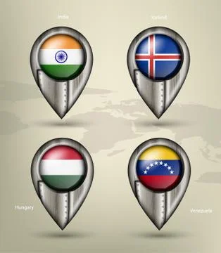 Wave country flag with shadows Stock Illustration