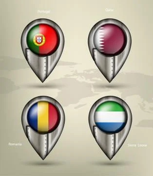 Wave country flag with shadows Stock Illustration