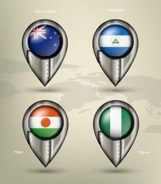 Wave country flag with shadows Stock Illustration