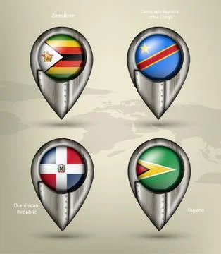 Wave country flag with shadows Stock Illustration