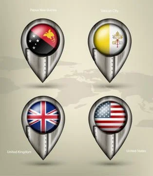 Wave country flag with shadows Stock Illustration